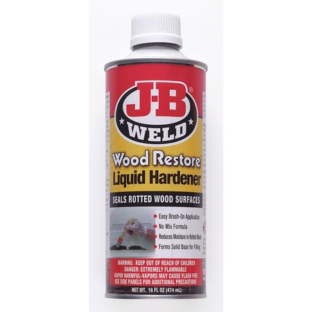 J-B WELD Liquid Hardener, 1 pt, Bottle, Clear to Amber, Wood Restore 40001