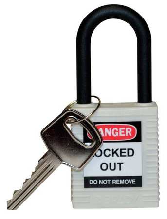 BRADY Lockout Padlock, KD, White, 1-3/4"H 123332