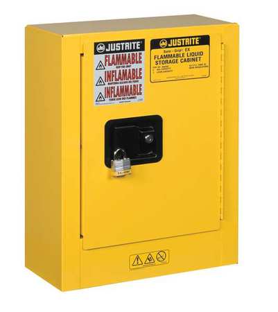 JUSTRITE Mobile Mini Safety Cabinet, 22" x 17" x 8", Yellow 890200