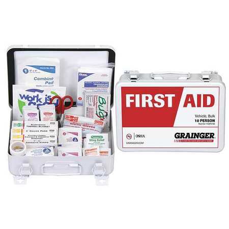 ZORO SELECT Bulk First Aid kit, Metal, 10 Person 54553