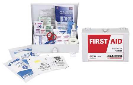 Zoro Select Bulk First Aid kit, Metal, 25 Person 54531