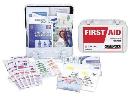 ZORO SELECT Bulk First Aid kit, Metal, 10 Person 54557