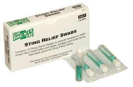 FIRST AID ONLY Sting Relief, Packet, 2-1/8 In., PK10 19-001