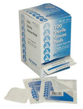 First Aid Only Gauze Pad, Sterile, White, No, Gauze, PK100 3-102