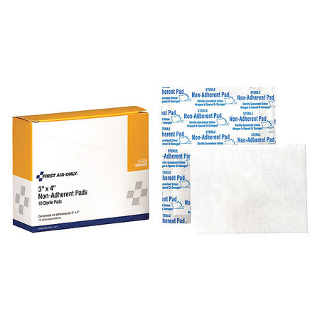 First Aid Only Gauze Pad, Sterile, White, No, Gauze, PK10, Length: 4 in 3-605