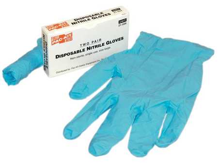 First Aid Only Nitrile Disposable Gloves, 3 mil Palm, Nitrile, Powder-Free, L ( 9 ), 2 PK, Blue 21-026