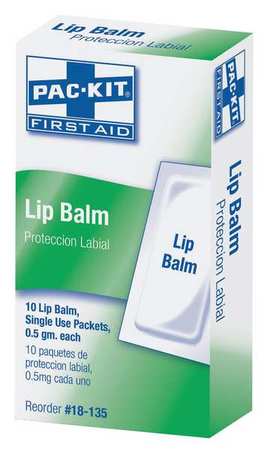 First Aid Only Lip Balm, Packet, 0.5g, PK10 18-135