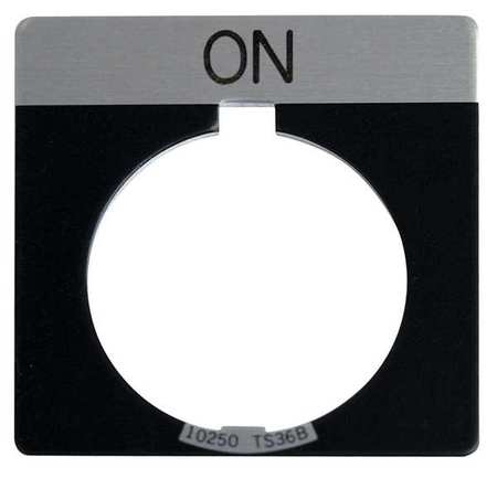 EATON Cutler-Hammer Legend Plate, Square, On, Black 10250TS25