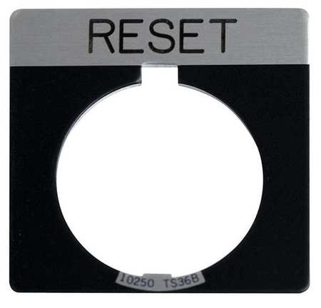 EATON Cutler-Hammer Legend Plate, Square, Reset, Black 10250TS29