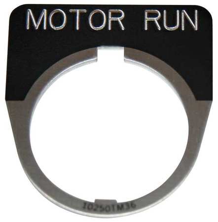 EATON Cutler-Hammer Legend Plate, Half Round, Motor Run, Black 10250TM81