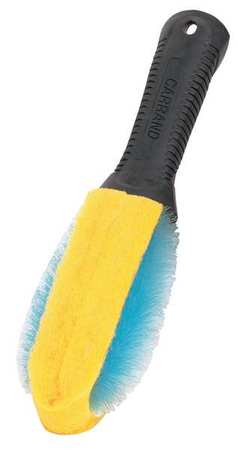 CARRAND 2 1/2 in W Wheel and Brake Dust Remover Brush, 6 in L Handle, 6 in L Brush, Blue/Yellow, Rubber 92012