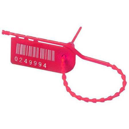 Tydenbrooks Adjustable Plastic Pull Tight Seal, 8", HDPE, Red, PK100 1061055