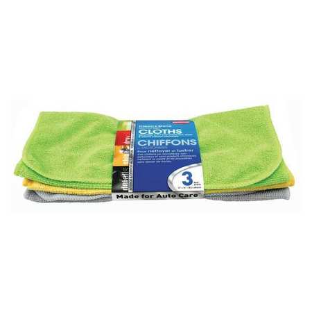 Carrand Microfiber Cloth Wipe 12" x 16", Gray, Blue, Yellow, 3PK 40061