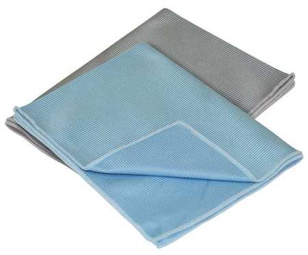 Carrand Microfiber Cloth Cloth Wipe 12" x 16", Blue, Gray, 2PK 40064