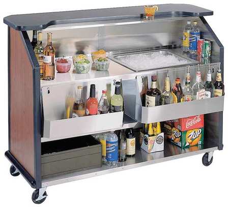 LAKESIDE Portable Bar with Black Laminate Finish, Stainless Steel 887B