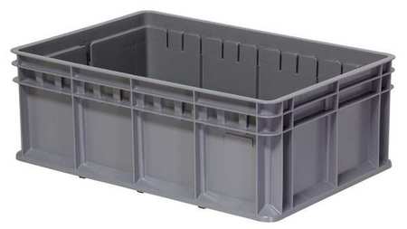 AKRO-MILS Straight Wall Container, Gray, Industrial Grade Polymer, 23 5/8 in L, 15 3/4 in W, 8 5/8 in H 38358GRY