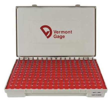 Vermont Gage Pin Gage Set, Minus, Class ZZ, 190 Pcs 101200400