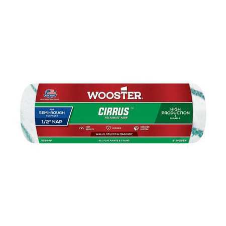 WOOSTER 9" Paint Roller Cover, 1/2" Nap, Polyamide Yarn R194-9