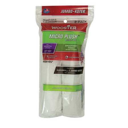 Wooster 6-1/2" Mini Paint Roller Cover, 5/16" Nap, Microfiber, 2 PK RR314-6-1/2