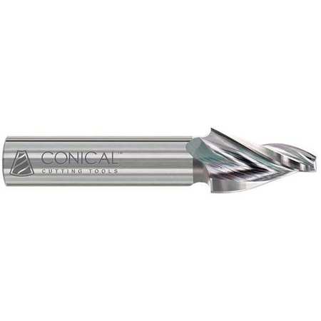 CONICAL TOOL Tapered End Mill, 30 Deg, 0.250" Tip Dia, Series: THX P-406