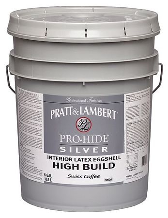 Pratt & Lambert Interior High Build Paint, Eggshell, Latex Base, White, 5 gal 0000Z8910-20