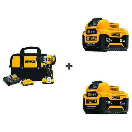 DEWALT Max Drill Kit 12V, w/ 2 Bonus Batteries DCD701F2/DCB126/DCB126