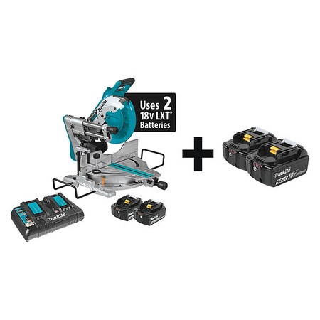 MAKITA Cordless, Miter Saw Kit Max Blade Speed: 4400 RPM 5/8 in Arbor Size XSL06PT + BL1850B-2