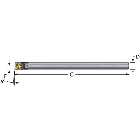ULTRA-DEX USA Boring Bar, 0.250" x 6" Size, Carbide, RH FCUD-250-6-5R