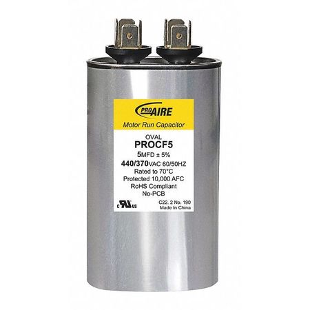 Perfect Aire Oval Run Capacitor, 5 MFD 440/370V PROCF5