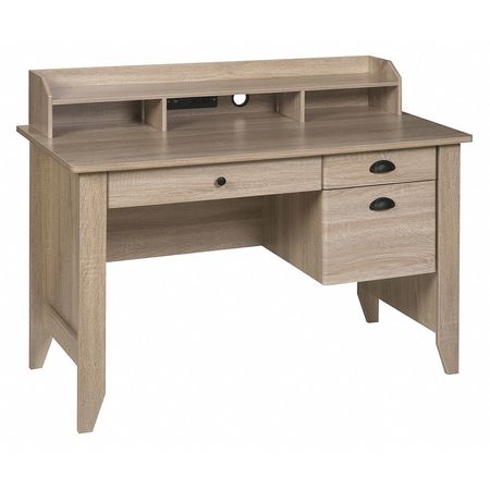 Onespace Executive Desk, 21-1/2" D, 47-1/4" W, 36-1/4" H, Light Oak, Wood Grain Melamine 50-1617LO