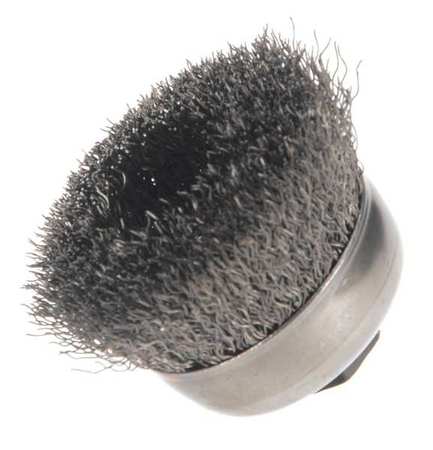 WEILER Crimped Wire Cup Wire Brush, 3", 0.014" 93240