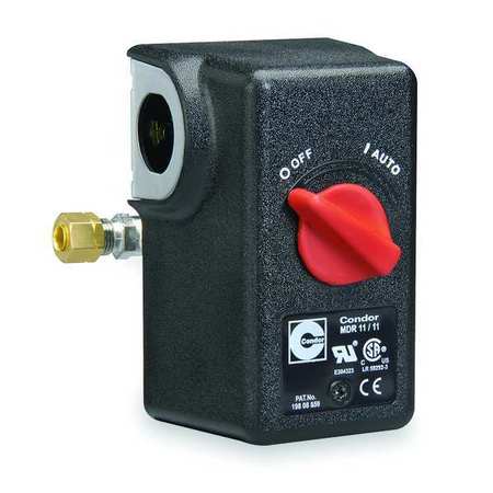 CONDOR USA Pressure Switch, (1) Port, 1/4 in FNPT, DPST, 25 to 160 psi, Standard Action 11NA2E