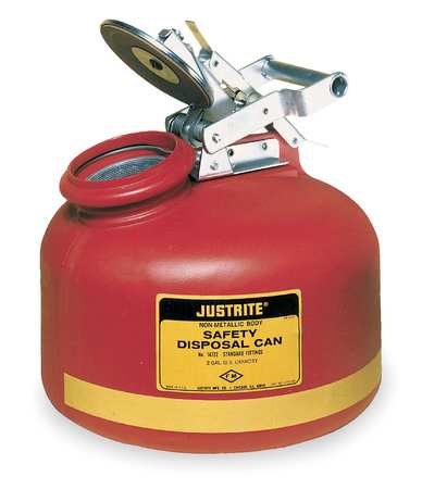 JUSTRITE Disposal Can, 2 Gal., Red, Polyethylene 14762
