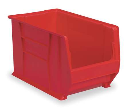 Akro-Mils 200 lb Storage Bin, Plastic, 12 3/8 in W, 8 in H, Red, 20 in L 30281RED