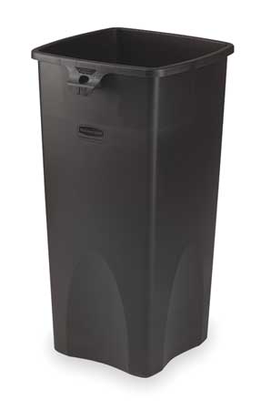RUBBERMAID COMMERCIAL 23 gal Square Trash Can, Black, 15 1/2 in Dia, Open Top, Polyethylene FG356988BLA