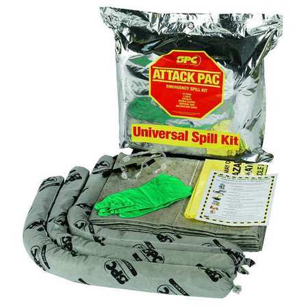 BRADY SPC ABSORBENTS Spill Kit, Universal SKA-ATK-GRNG