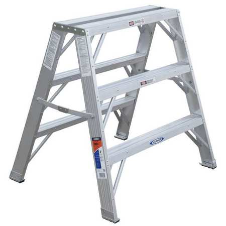 WERNER 3 Steps, Aluminum Step Stand, 300 lb. Load Capacity, Gray TW373-30