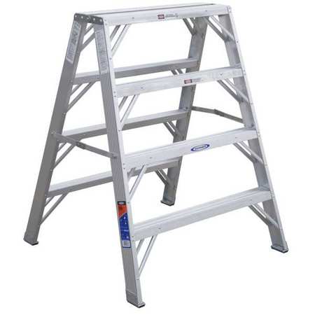 Werner 4 Steps, Aluminum Step Stand, 300 lb. Load Capacity, Silver TW374-30