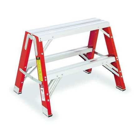 WERNER 2 Steps, Fiberglass Step Stand, 300 lb. Load Capacity, Silver/Orange TW6202