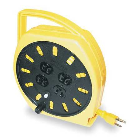 LUMAPRO 25 ft. 16/3 Extension Cord Reel 10 Amps 4 Outlets 120VAC Voltage 3A535