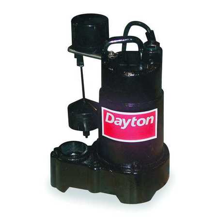 DAYTON 1/3 HP 1-1/2" F Submersible Sump Pump 120V AC Vertical 3BB81