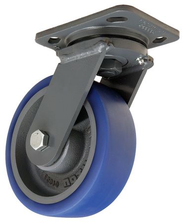 HAMILTON Plate Caster, Swivel, Poly, 6 in., 960 lb., Blue S-WH-6SPB