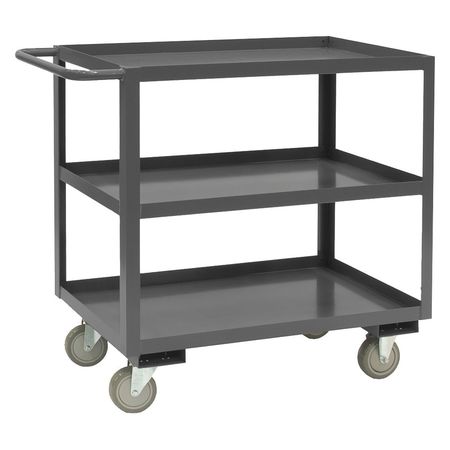 Zoro Select Steel Utility Cart with Lipped Metal Shelves, Flat, 3 Shelves, 1,200 lb RSC-1832-3-95