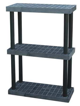 Structural Plastics Freestanding Plastic Shelving Unit, Open Style, 16 in D, 36 in W, 51 in H, 3 Shelves, Black S3616X3