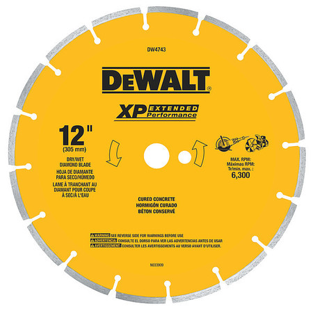 Dewalt 12" XP cured concrete segmented diamond blade DW4743