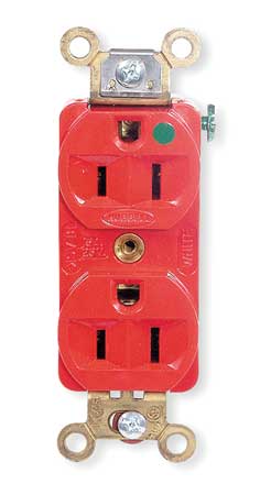 HUBBELL 15A Duplex Receptacle 125VAC 5-15R RD HBL8200HRED