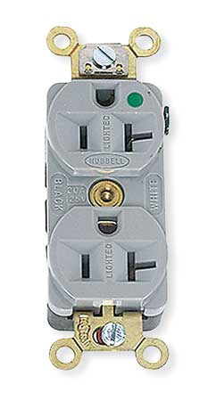 HUBBELL 20A Duplex Receptacle 125VAC 5-20R GY HBL8300HG