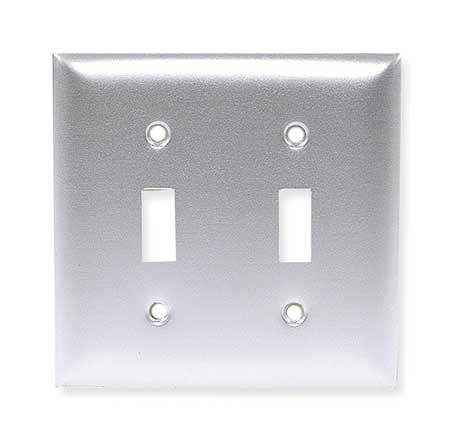 HUBBELL Toggle Switch Wall Plates, Number of Gangs: 2 Aluminum, Brushed Finish, Silver SA2