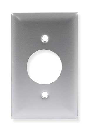 HUBBELL Single Receptacle Wall Plates, Number of Gangs: 1 Aluminum, Brushed Finish, Silver SA7