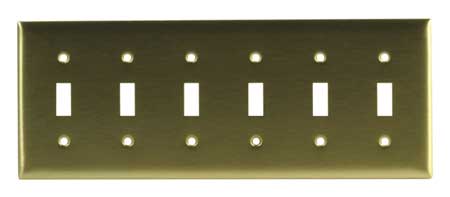 HUBBELL Toggle Switch Wall Plate, Number of Gangs: 6 Brass, Brushed Finish, Brass SB6